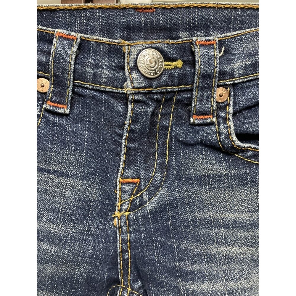 True Religion Jeans JOEY Flare Girls Size 14 Youth Kids Blue Twisted Leg Y2K 90s - Picture 5 of 12